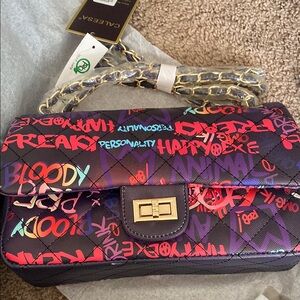 Colorful Graffiti Quilted Shoulder Bag